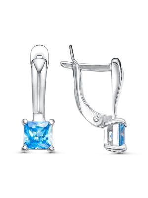 Серьги серебро 925 пробы, покрытие - родирование, вставка - фианит (недрагоценный камень)