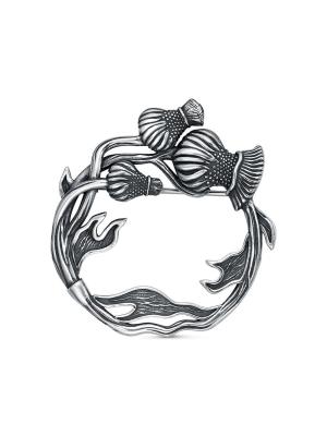 Брошь серебро 925 пробы, покрытие - оксидирование, без вставок