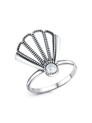 Кольцо бижутерия, покрытие - серебрение с оксидированием, вставка - стекло ювелирное preciosa