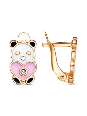 Серьги бижутерия, покрытие - золочение, отделка - эмаль, вставка - стекло ювелирное preciosa