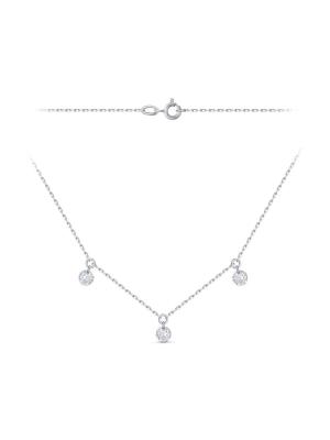 Колье серебро 925 пробы, без покрытия, вставка - фианит (недрагоценный камень)