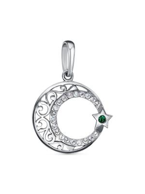 Подвеска бижутерия, покрытие - серебрение с оксидированием, вставка - стекло ювелирное preciosa