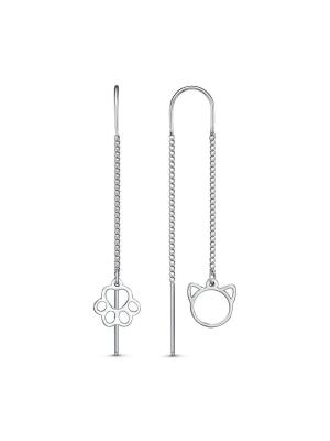 Серьги бижутерия, покрытие - платинирование, без вставок