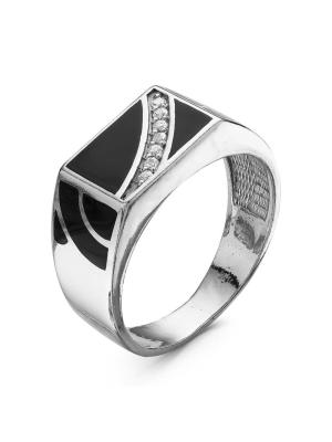 Кольцо серебро 925 пробы, покрытие - оксидирование, отделка - эмаль, вставка - фианит (недрагоценный камень)