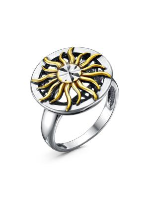 Кольцо серебро 925 пробы, покрытие - оксидирование, выборочное золочение, отделка - алмазная грань, без вставок