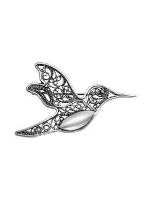 Брошь серебро 925 пробы, покрытие - оксидирование, без вставок