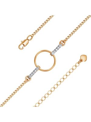 Браслет серебро 925 пробы, покрытие - золочение, выборочное родирование, вставка - фианит (недрагоценный камень)