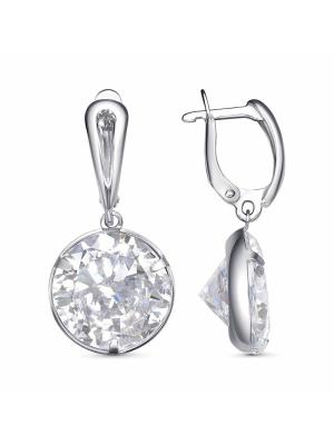 Серьги бижутерия, покрытие - платинирование, вставка - фианит (недрагоценный камень)