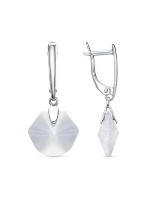 Серьги серебро 925 пробы, покрытие - платинирование, вставка - стекло ювелирное собственной огранки