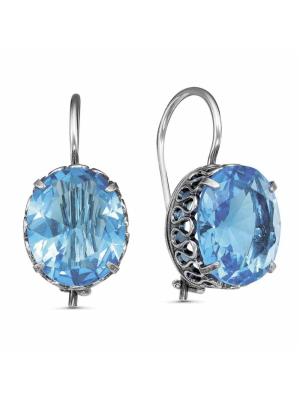 Серьги бижутерия, покрытие - серебрение с оксидированием, вставка - стекло ювелирное