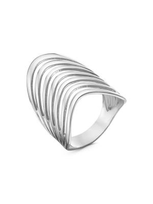 Кольцо серебро 925 пробы, покрытие - родирование, без вставок