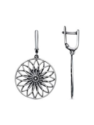 Серьги серебро 925 пробы, покрытие - оксидирование, без вставок