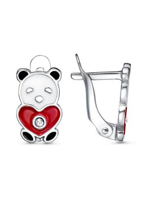 Серьги бижутерия, покрытие - платинирование, отделка - эмаль, вставка - стекло ювелирное preciosa