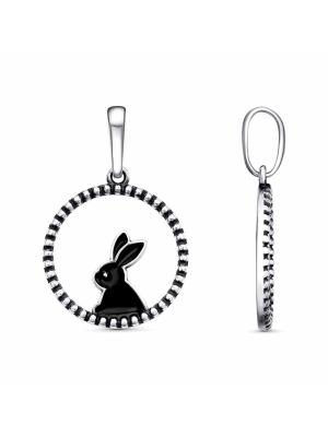 Подвеска бижутерия, покрытие - серебрение с оксидированием, отделка - эмаль, без вставок