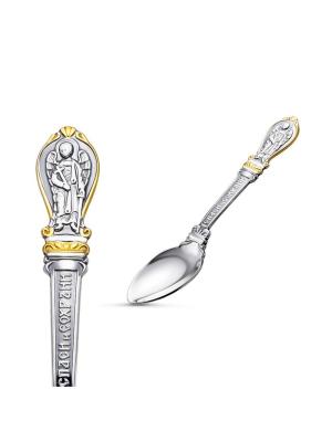 Ложка бижутерия, покрытие - серебрение с оксидированием, выборочное золочение, без вставок