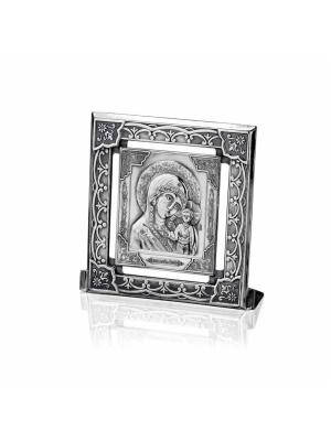 Икона "казанская божия матерь" серебро 925 пробы, покрытие - оксидирование, без вставок