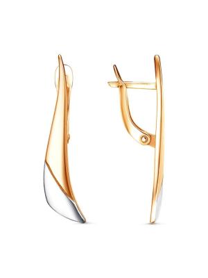 Серьги серебро 925 пробы, покрытие - золочение, выборочное родирование, без вставок