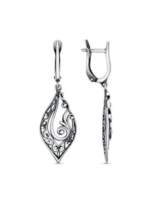 Серьги серебро 925 пробы, покрытие - оксидирование, без вставок