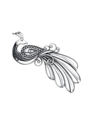 Брошь серебро 925 пробы, покрытие - оксидирование, без вставок