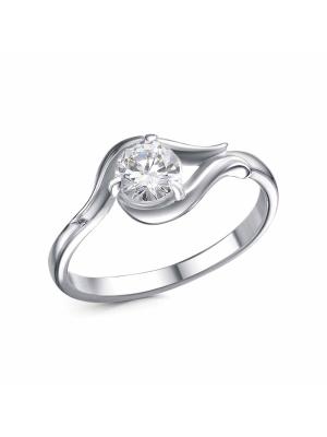 Кольцо бижутерия, покрытие - платинирование, вставка - фианит (недрагоценный камень)