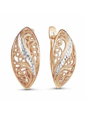 Серьги серебро 925 пробы, покрытие - золочение, отделка - алмазная грань, без вставок