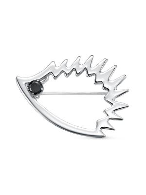 Брошь бижутерия, покрытие - платинирование, вставка - фианит (недрагоценный камень)