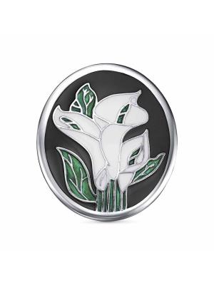 Брошь бижутерия, покрытие - платинирование, отделка - эмаль, без вставок