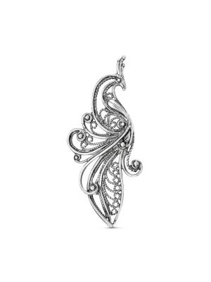 Брошь бижутерия, покрытие - серебрение с оксидированием, без вставок