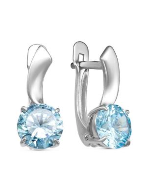 Серьги бижутерия, покрытие - серебрение, вставка - фианит (недрагоценный камень)