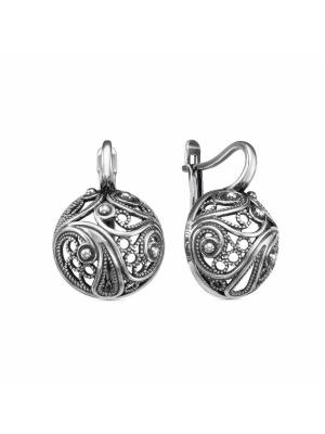 Серьги серебро 925 пробы, покрытие - оксидирование, без вставок