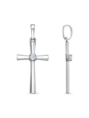 Подвеска бижутерия, покрытие - платинирование, вставка - фианит (недрагоценный камень)