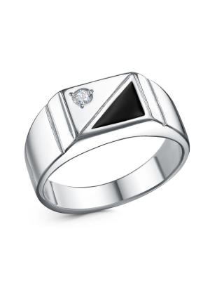 Кольцо серебро 925 пробы, покрытие - оксидирование, отделка - эмаль, вставка - фианит (недрагоценный камень)