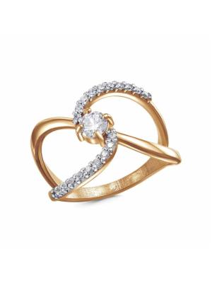 Кольцо серебро 925 пробы, покрытие - золочение, выборочное родирование, вставка - фианит (недрагоценный камень)