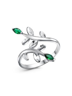 Кольцо бижутерия, покрытие - платинирование, отделка - алмазная грань, вставка - искусственная шпинель