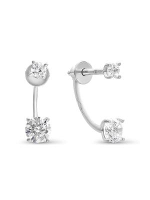 Серьги серебро 925 пробы, покрытие - родирование, вставка - фианит (недрагоценный камень)