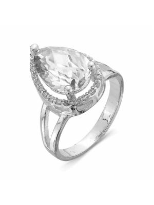 Кольцо серебро 925 пробы, покрытие - родирование, вставка - фианит (недрагоценный камень)