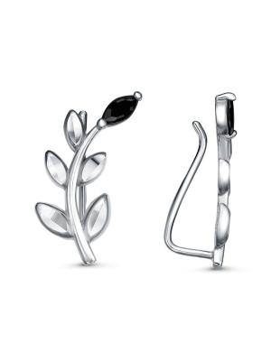 Серьги бижутерия, покрытие - платинирование, отделка - алмазная грань, вставка - фианит (недрагоценный камень)