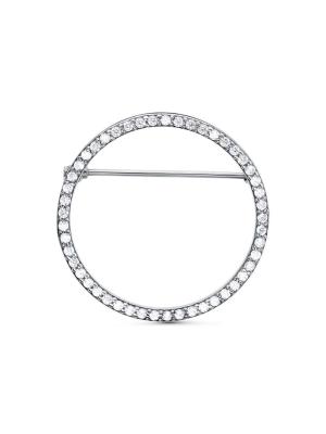 Брошь серебро 925 пробы, покрытие - родирование, вставка - фианит (недрагоценный камень)