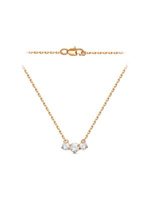 Колье серебро 925 пробы, покрытие - золочение, вставка - фианит (недрагоценный камень)