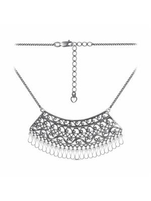 Колье серебро 925 пробы, покрытие - оксидирование, без вставок