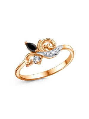 Кольцо серебро 925 пробы, покрытие - золочение, выборочное родирование, вставка - фианит (недрагоценный камень)