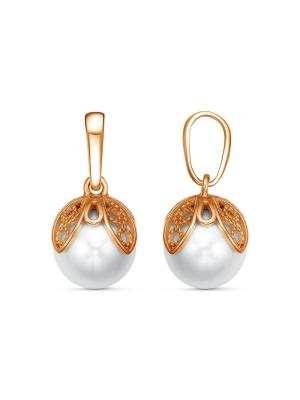 Подвеска бижутерия, покрытие - золочение, вставка - имитация жемчуга