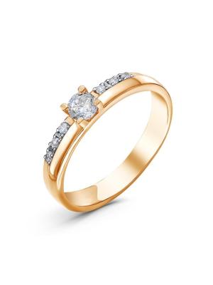 Кольцо серебро 925 пробы, покрытие - золочение, выборочное родирование, вставка - фианит (недрагоценный камень)