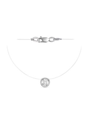 Колье бижутерия, покрытие - серебрение, вставка - фианит (недрагоценный камень)