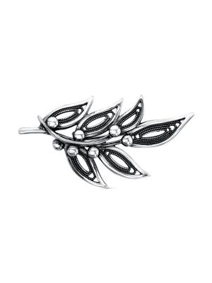 Брошь серебро 925 пробы, покрытие - оксидирование, без вставок