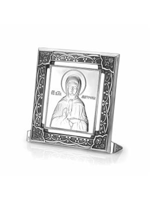 Икона "матрона московская" серебро 925 пробы, покрытие - оксидирование, без вставок