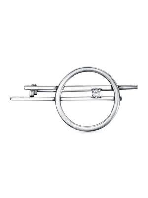 Брошь серебро 925 пробы, покрытие - оксидирование, вставка - фианит (недрагоценный камень)