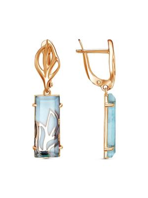 Серьги бижутерия, покрытие - золочение, вставка - стекло ювелирное собственной огранки