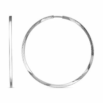 Серьги серебро 925 пробы, покрытие - платинирование, отделка - алмазная грань, без вставок