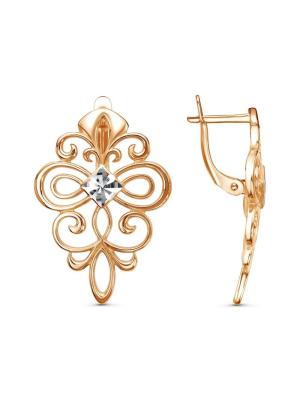 Серьги бижутерия, покрытие - золочение, отделка - алмазная грань, без вставок